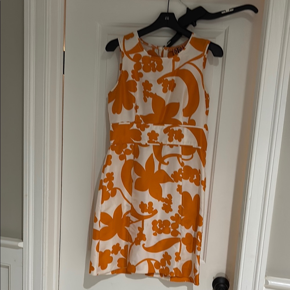 Tory Burch Orange and White Silk Dress